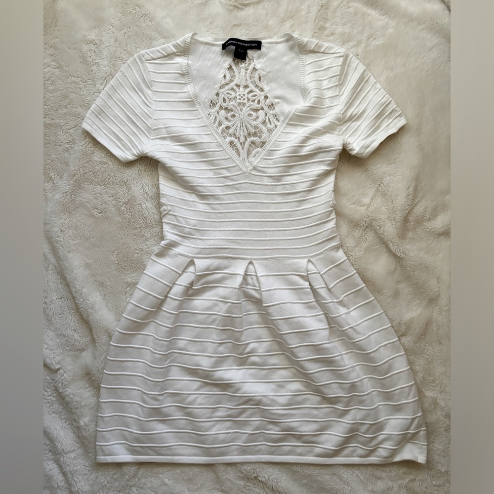 Cute & Sexy low cut, lace back white dress